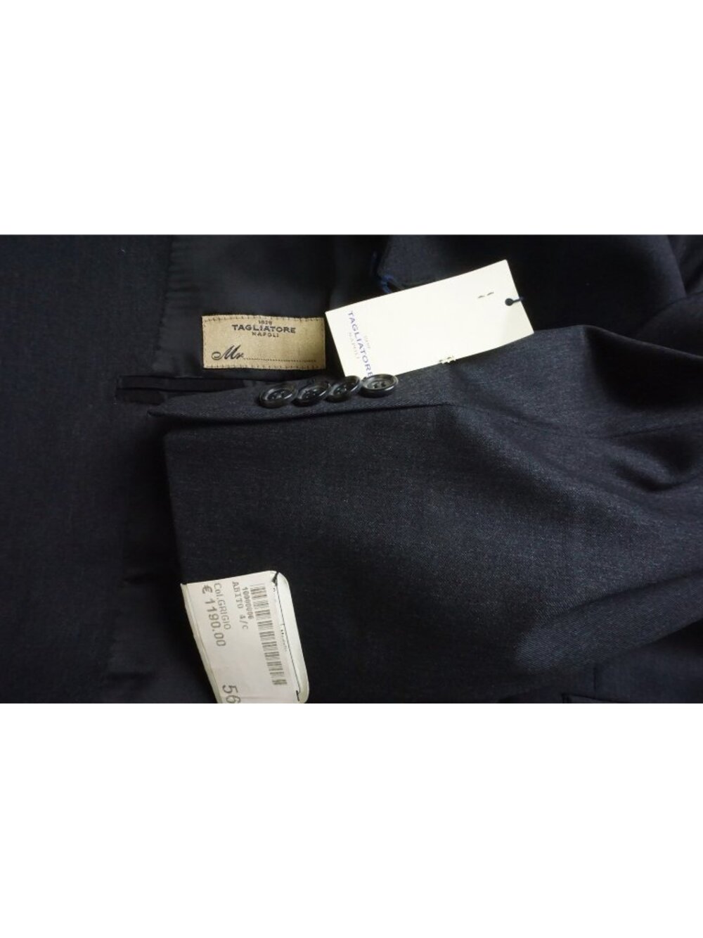 Tagliatore Napoli Dark Gray S100s Wool 2 Pc Suit Jacket Pants Sz 46R Brand New